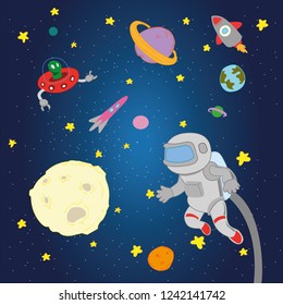 Galaxy background. Illustration vector. Planet set 