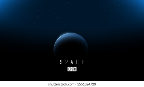 Galaxy background with lonely planet at front. Vector illustration