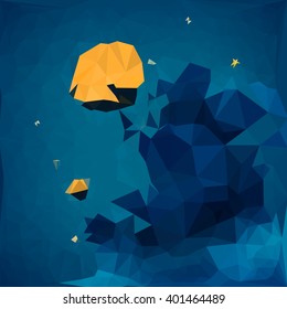 Galaxy Background, Nebula, Planets and Stars in Space, Abstract  Geometric Background, Vector Illustration