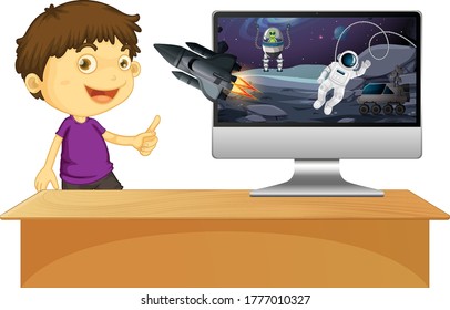Galaxy background on computer screen illustration