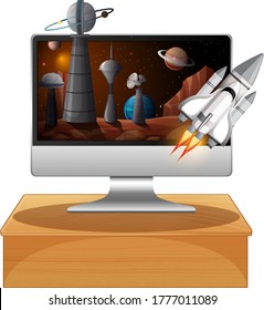 Galaxy background on computer screen illustration