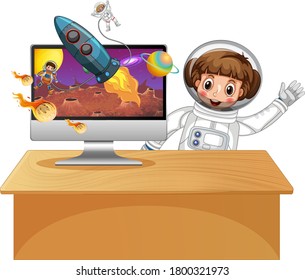 Galaxy background on computer screen illustration