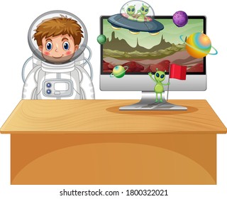 Galaxy background on computer screen illustration