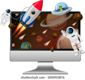 Galaxy background on computer screen illustration