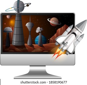 Galaxy background on computer screen illustration