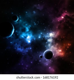 Galaxy background with planets, eps 10