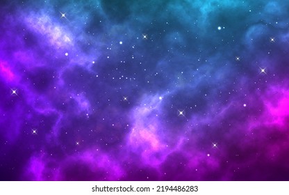 Galaxy background. Realistic milky way. Magic color cosmos. Starry nebula with constellations. Bright space texture with shining stars. Deep universe. Vector illustration.