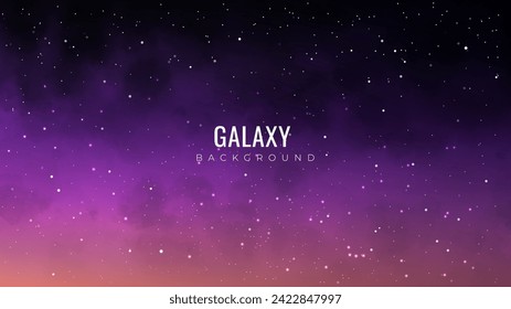 Galaxy background with shining stars. Starry night sky. Abstract constellation. Cosmos background with stardust effect.