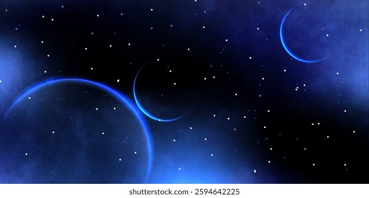 Galaxy background with stars and planets. Fantasy galaxy background. Cosmos backdrop.