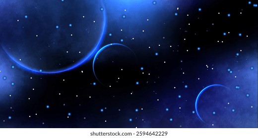 Galaxy background with stars and planets. Fantasy galaxy background. Cosmos backdrop.