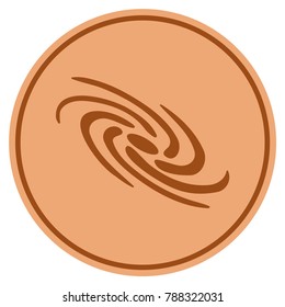 Galaxy bronze coin icon. Vector style is a copper flat coin symbol.