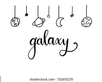 galaxy calligraphy hand lettering vector