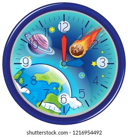 Galaxy clock white background illustration