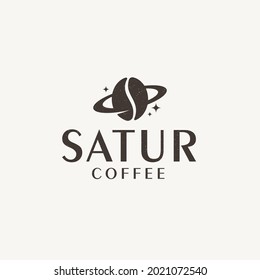 Galaxy coffee logo, coffee bean as planet in the galaxy logo icon concept for cafe and coffee shop