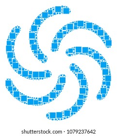 Galaxy composition icon of squares and circles in variable sizes. Vector items are combined into galaxy collage design concept.