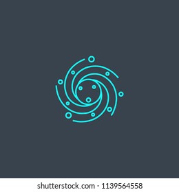 galaxy concept blue line icon. Simple thin element on dark background. galaxy concept outline symbol design from space exploration set. Can be used for web and mobile UI/UX