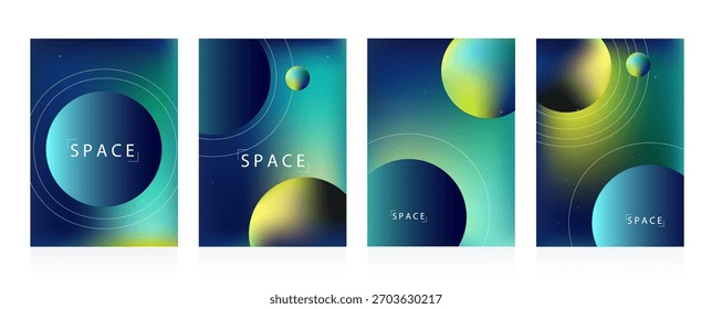 Plantillas de la cubierta de la galaxia con planetas