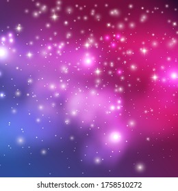 Galaxy deep space background, realistic vector illustration. Starry night, cosmos nebula background, universe creative concept. Abstract sky with stars.