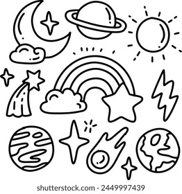galaxy doodles element design for templates.