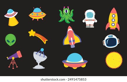 Galaxy elements collection vector image
