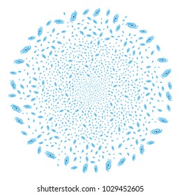 Galaxy exploding sphere. Object pattern done from random galaxy pictograms as exploding globula. Vector illustration style is flat iconic symbols.