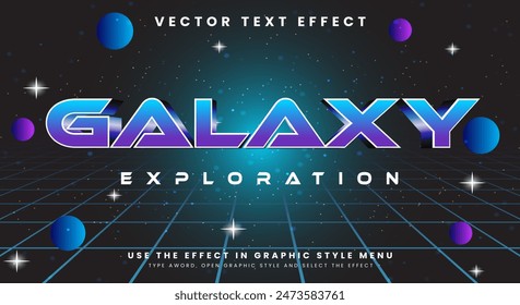 Galaxy Exploration editable text effect template with shining stardust