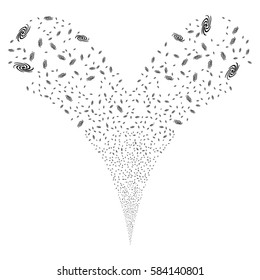 Galaxy fireworks stream. Vector illustration style is flat black iconic symbols on a white background. Object double fountain created from random icons.
