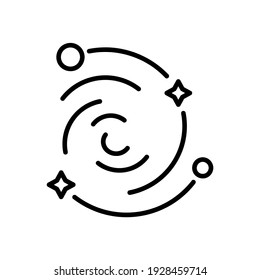 Schwarzes Loch flach Symbol. Piktogramm für Web. Zeilenhub. Einzeln auf weißem Hintergrund. Vektor eps10
