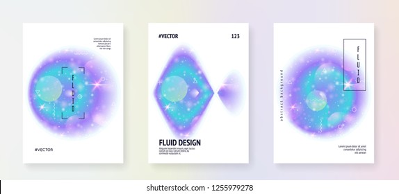 Galaxy flyer. Cosmos science template set with planets, sun, deep fluid light. 3d magic dreamer unicorn sparkles. Holographic gradients. Galaxy flyer with universe shapes and star dust.