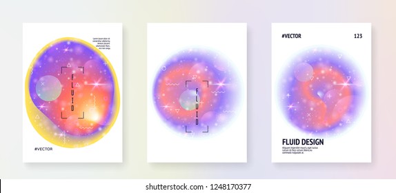 Galaxy flyer. Galactic science template set with planets, sun, deep fluid light. 3d magic dreamer unicorn sparkles. Holographic gradients. Galaxy flyer with universe shapes and star dust.