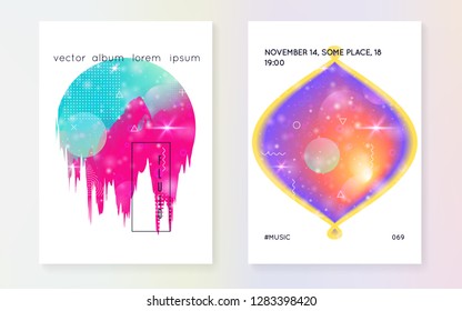 Galaxy flyer. Holographic gradients. Futuristic science template with planet, sun, deep fluid light. 3d magic dreamer unicorn sparkles. Galaxy flyer with universe shapes and star dust.
