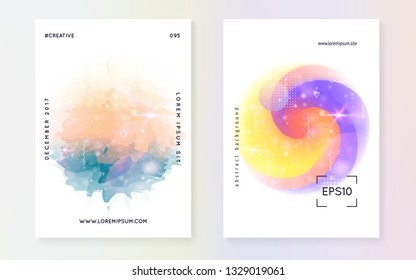 Galaxy flyer. Holographic gradients. Planetary science cover with planet, sun, deep fluid light. 3d magic dreamer unicorn sparkles. Galaxy flyer with universe shapes and star dust.