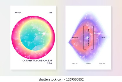 Galaxy flyer. Holographic gradients. Solar science cover with planet, sun, deep fluid light. 3d magic dreamer unicorn sparkles. Galaxy flyer with universe shapes and star dust.