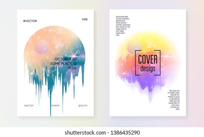 Galaxy flyer. Stellar science cover with planet, sun, deep fluid light. 3d magic dreamer unicorn sparkles. Holographic gradients. Galaxy flyer with universe shapes and star dust.