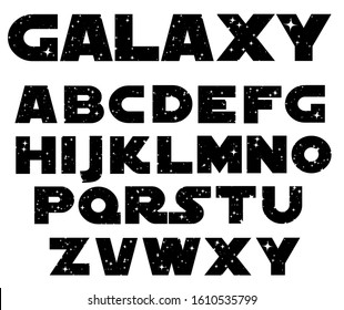 Galaxy Font Vector. Letters With Stars. Vector Illustration.