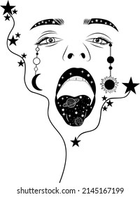 Galaxy girl, universe girl, space girl ,woman with planets