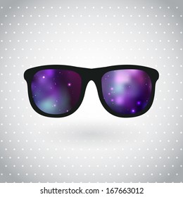Galaxy hipster glasses. Vector illustration