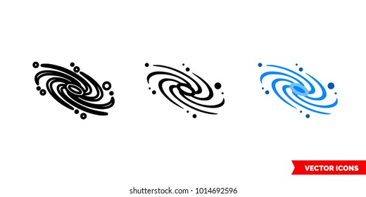 Galaxy Icon Of 3 Types: Color, Black And White, Outline. Isolated Vector Sign Symbol.