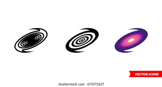 Galaxy icon of 3 types: color, black and white, outline. Isolated vector sign symbol.