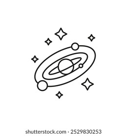 Conjunto de símbolos de línea plana de icono de galaxia.