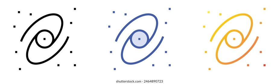 galaxy icon. Linear, Blue Fill and Gradient Style Design Isolated On White Background