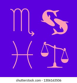 galaxy icon set with pisces, libra and scorpio vector illustration