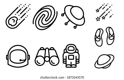 galaxy icon set simple design outline style
