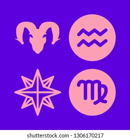 galaxy icon set with virgo, aries and aquarius vector illustration