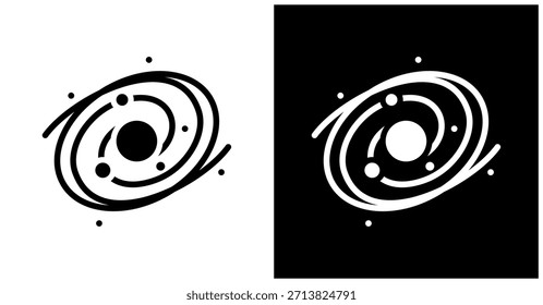 Ícone De Galáxia Definido Em Plano De Fundo Branco E Preto
