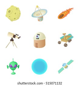 Galaxy icons set. Cartoon illustration of 9 galaxy vector icons for web