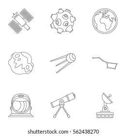 Galaxy icons set. Outline illustration of 9 galaxy vector icons for web