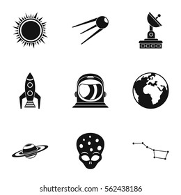 Galaxy icons set. Simple illustration of 9 galaxy vector icons for web