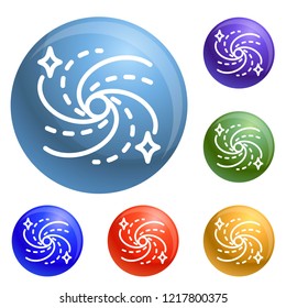 Galaxy icons set vector 6 color isolated on white background