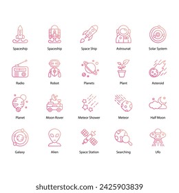 Iconos de galaxia conjunto ilustración vectorial de stock.